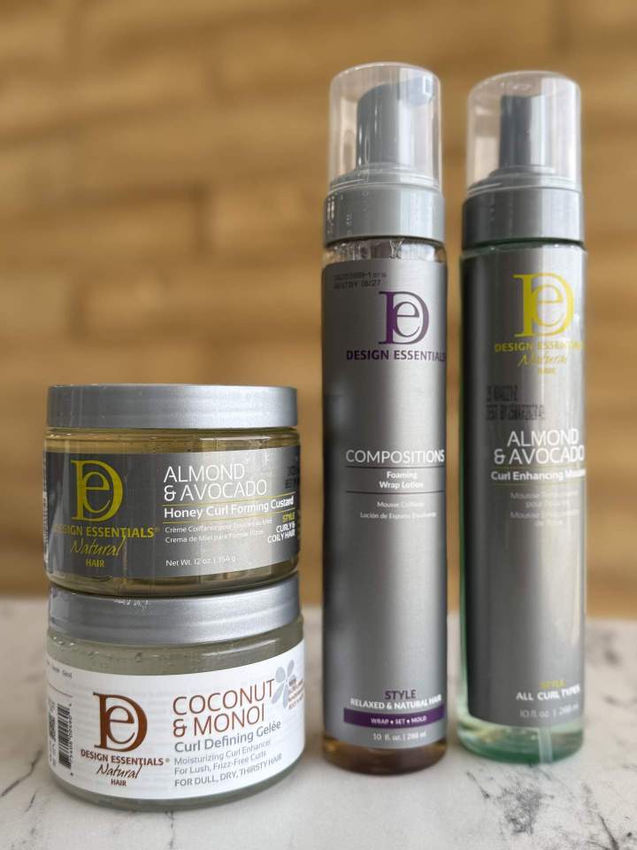 Gamme de produits de soins capillaires de la marque Design Essentials Martinique